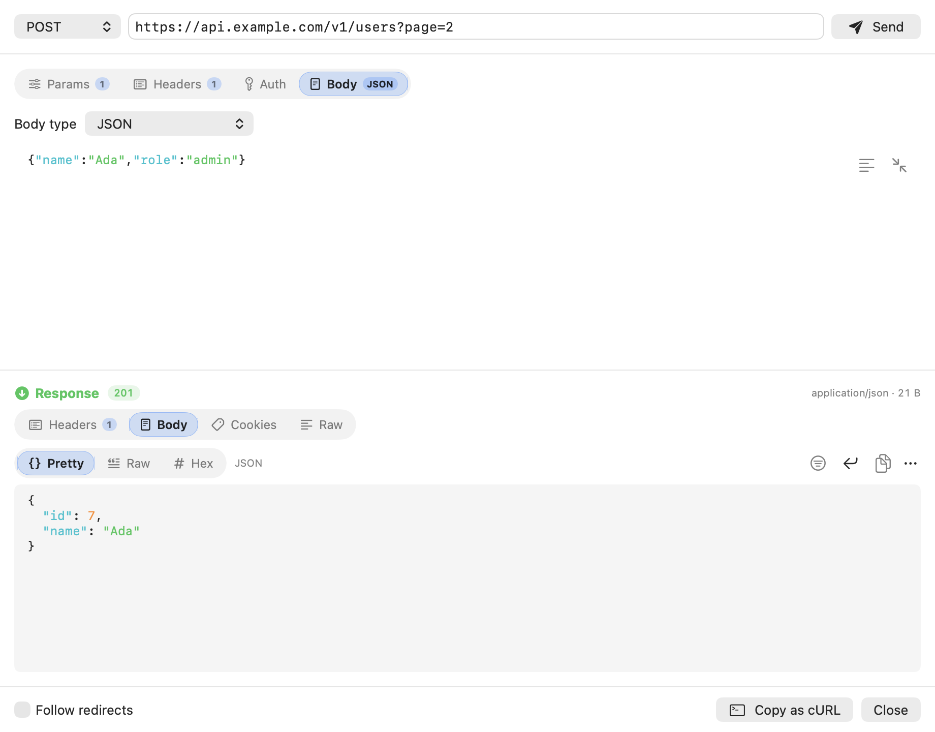 Composing and sending a JSON POST request in Watcher
